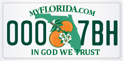 FL license plate 0007BH