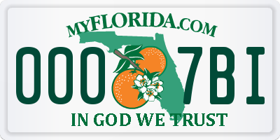 FL license plate 0007BI