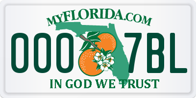 FL license plate 0007BL