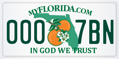 FL license plate 0007BN