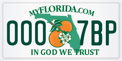 FL license plate 0007BP