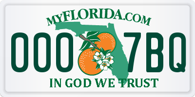 FL license plate 0007BQ