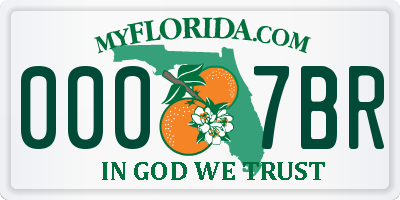 FL license plate 0007BR