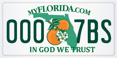 FL license plate 0007BS