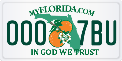 FL license plate 0007BU