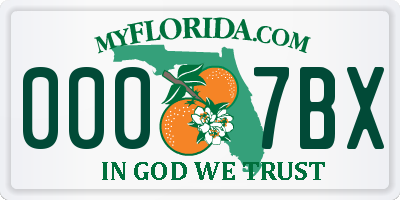 FL license plate 0007BX