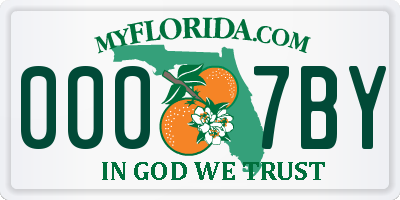 FL license plate 0007BY