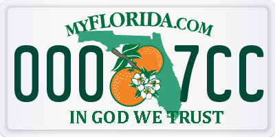 FL license plate 0007CC