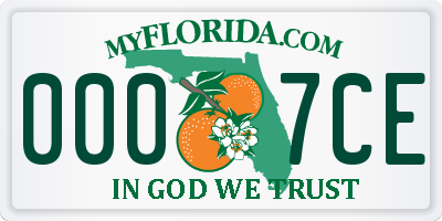 FL license plate 0007CE