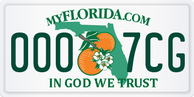 FL license plate 0007CG