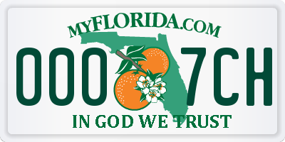 FL license plate 0007CH