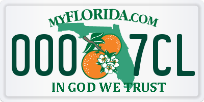 FL license plate 0007CL