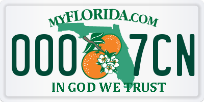 FL license plate 0007CN