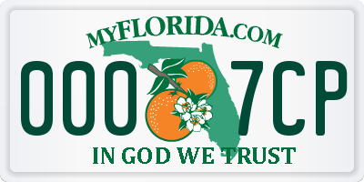 FL license plate 0007CP