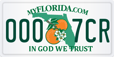 FL license plate 0007CR