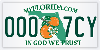 FL license plate 0007CY