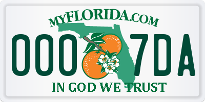 FL license plate 0007DA