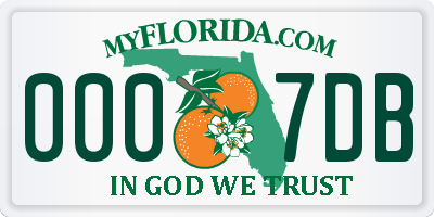 FL license plate 0007DB