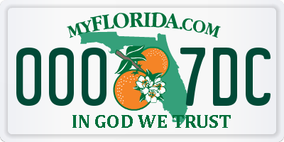 FL license plate 0007DC