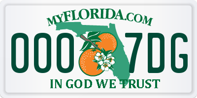 FL license plate 0007DG