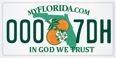 FL license plate 0007DH