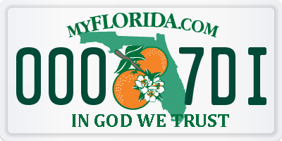FL license plate 0007DI