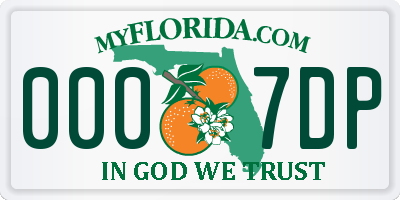 FL license plate 0007DP