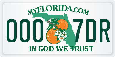 FL license plate 0007DR