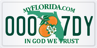 FL license plate 0007DY