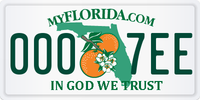 FL license plate 0007EE