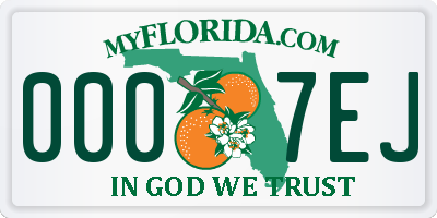 FL license plate 0007EJ