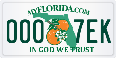 FL license plate 0007EK