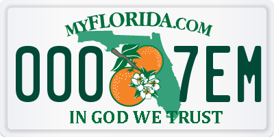 FL license plate 0007EM