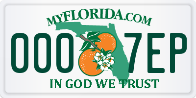 FL license plate 0007EP