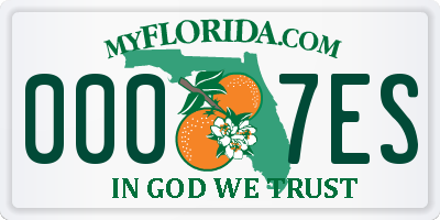 FL license plate 0007ES