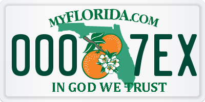 FL license plate 0007EX