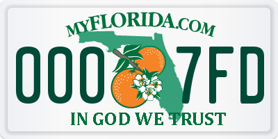 FL license plate 0007FD