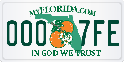 FL license plate 0007FE