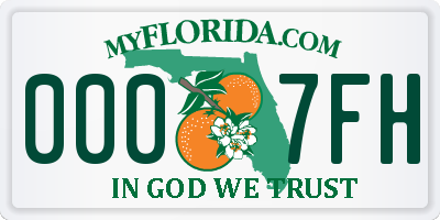 FL license plate 0007FH