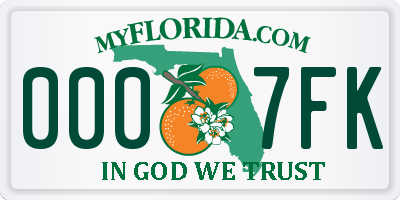 FL license plate 0007FK