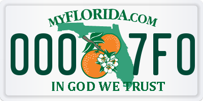 FL license plate 0007FO