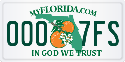 FL license plate 0007FS