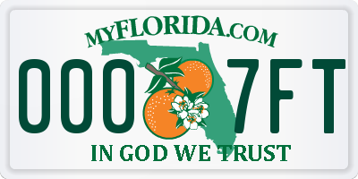 FL license plate 0007FT