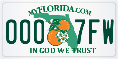 FL license plate 0007FW