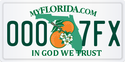 FL license plate 0007FX