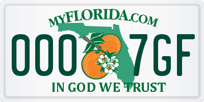 FL license plate 0007GF