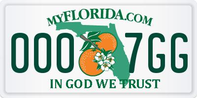 FL license plate 0007GG