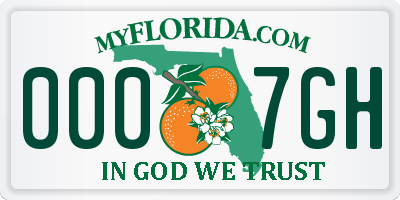 FL license plate 0007GH