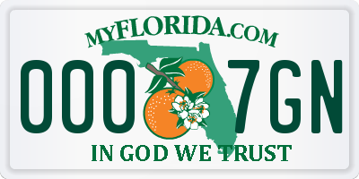 FL license plate 0007GN