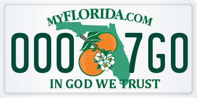 FL license plate 0007GO